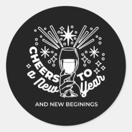 Vieren Nieuwe Beginningen Wijnglas Illustratie Ronde Sticker