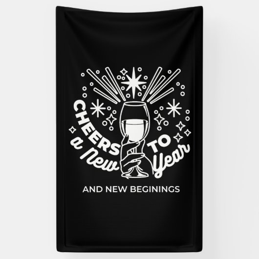 Vieren Nieuwe Beginningen Wijnglas Illustratie Spandoek (Verticaal)