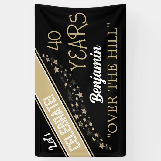 VIEREN! Over de Hill verjaardagsbanner Spandoek (Verticaal)