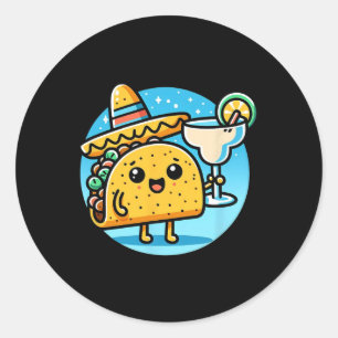 Vieren Taco Margarita Feestelijke Mexicaanse Food  Ronde Sticker