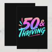 Vieren van de 50ste en bloeiende verjaardag save the date (Voorkant / Achterkant)