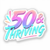 Vieren van de 50ste en bloeiende verjaardag sticker (Voorkant)