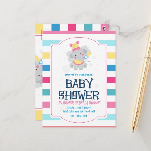 Vieren van de komst van uw kleine wonder! briefkaart (Voorkant / Achterkant in situ)