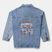 VIEREN VAN DE VLAGGEN VAN DE MAAND VAN HET SPAANSE DENIM JACKET (Achterkant)