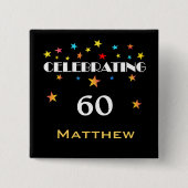 Vieren van een 60e verjaardag Stars Square Button (Voorkant)