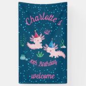 Vieren van een leuke en gelukkige Axolotl verjaard Spandoek (Verticaal)