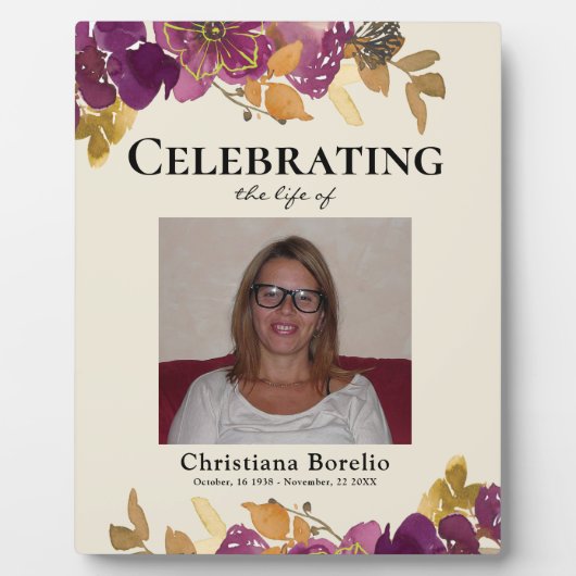 Vieren van het leven Foto Bloemenvrouw begrafenis Fotoplaat (Voorkant)