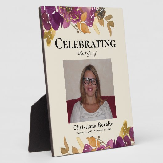 Vieren van het leven Foto Bloemenvrouw begrafenis Fotoplaat (Zijkant)