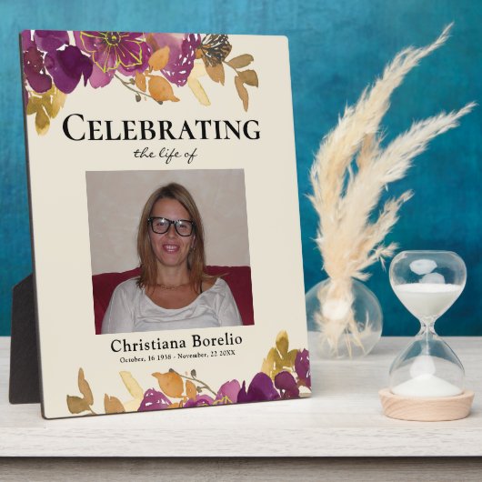 Vieren van het leven Foto Bloemenvrouw begrafenis Fotoplaat (Zijkant)