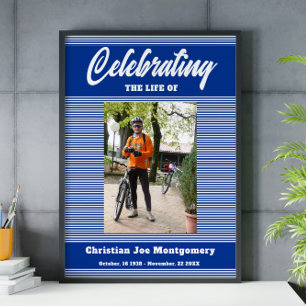 Vieren van het leven Foto Blue Stripes Begrafenis Poster