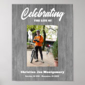Vieren van het leven Foto Grijs Hout Begrafenis Poster (Voorkant)