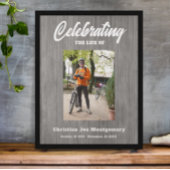 Vieren van het leven Foto Grijs Hout Begrafenis Poster