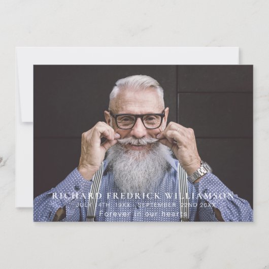 Vieren van het leven moderne foto begrafenis kaart (Voorkant)