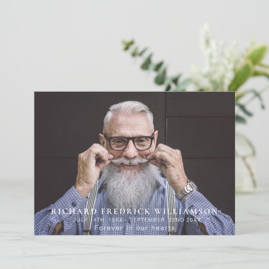 Vieren van het leven moderne foto begrafenis kaart (Staand voorkant)