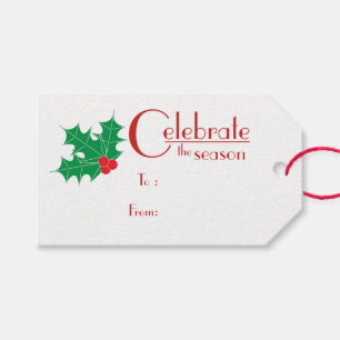 Vieren van het Seizoen ed en wit cadeau label Cadeaulabel