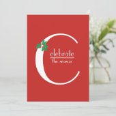 Vieren van het seizoen rood en wit uitnodiging (Staand voorkant)