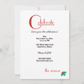 Vieren van het seizoen rood en wit uitnodiging (Achterkant)