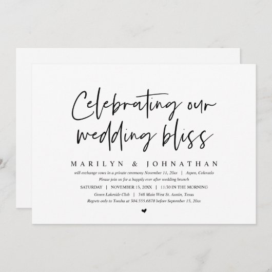 Vieren van onze bruiloft gelukzaligheid, Elopement Kaart (Voorkant / Achterkant)