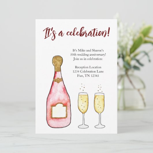 vieren verjaardag champagneUitnodiging Kaart (Staand voorkant)