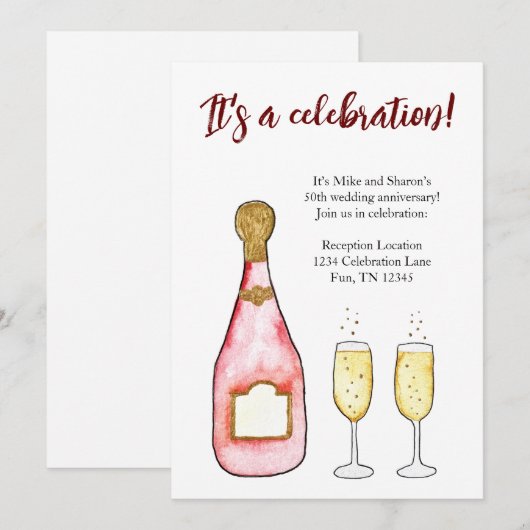 vieren verjaardag champagneUitnodiging Kaart (Voorkant / Achterkant)