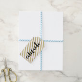 vieren | Zwarte en Faux Gold Stripe Cadeaulabel (Met Touw)