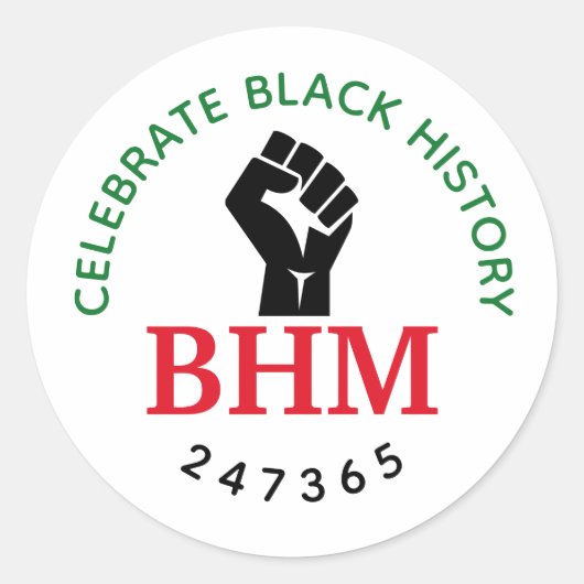 Vieren Zwarte Geschiedenis 247365 MONOGRAM Wit Ronde Sticker (Voorkant)