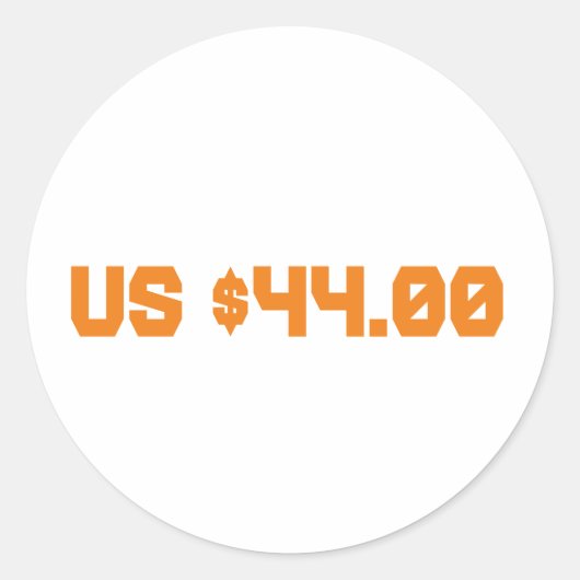 Vierenveertig dollar ronde sticker (Voorkant)