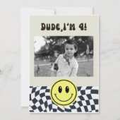 VIERever Jonge Retro Jongens 4e Verjaardag Uitnodi Kaart (Achterkant)