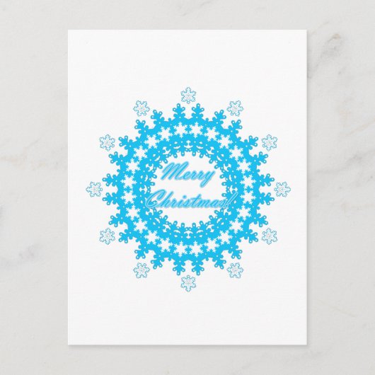 Vierige kersttekst rond lijst snowflake blauw met advieskaart (Voorkant)