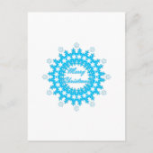 Vierige kersttekst rond lijst snowflake blauw met advieskaart (Achterkant)
