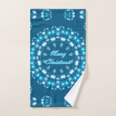 Vierige kersttekst rond lijst snowflake blauw met bad handdoek (Handdoek)