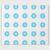 Vierige kersttekst rond lijst snowflake blauw met cadeaupapier (Vlak)