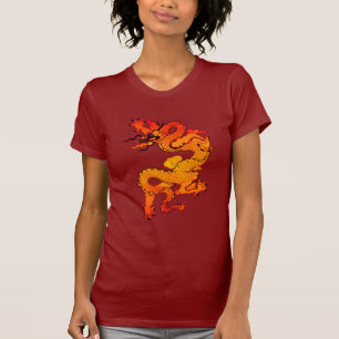 Vierige Oranje en rode drakenkunst T-shirt