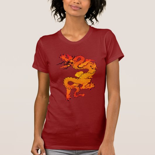 Vierige Oranje en rode drakenkunst T-shirt (Voorkant)