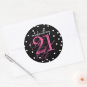 Viering 21 - 21ste verjaardag Roze Zwart Wit Ronde Sticker (Envelop)