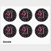 Viering 21 - 21ste verjaardag Roze Zwart Wit Ronde Sticker (Vel)