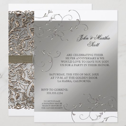 Viering 25 jaar, 25e Jubileum uitnodiging (Voorkant / Achterkant)