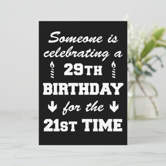 Viering 29e verjaardag 21e keer 50e uitnodiging (Staand voorkant)