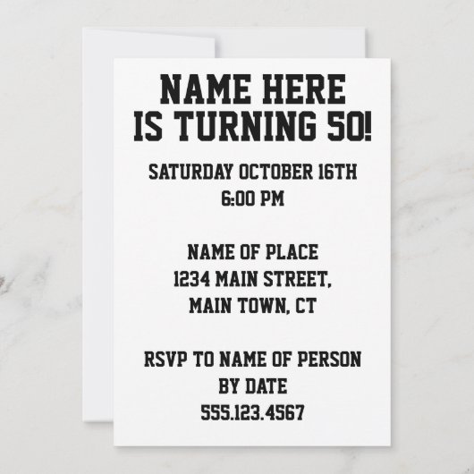 Viering 29e verjaardag 21e keer 50e uitnodiging (Achterkant)