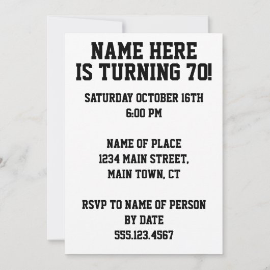 Viering 29e verjaardag 21e keer 70e uitnodiging (Achterkant)