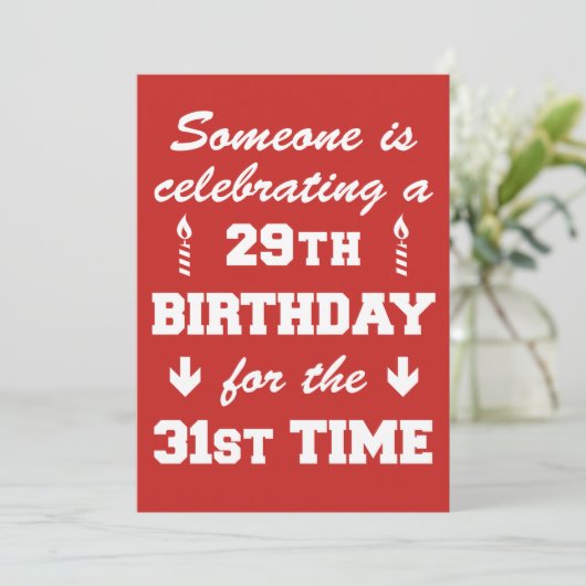 Viering 29e verjaardag 31e keer uitnodiging RED (Staand voorkant)