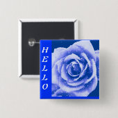 Viering #2-blauw roos_ vierkante button 5,1 cm (Voorkant /achterkant)