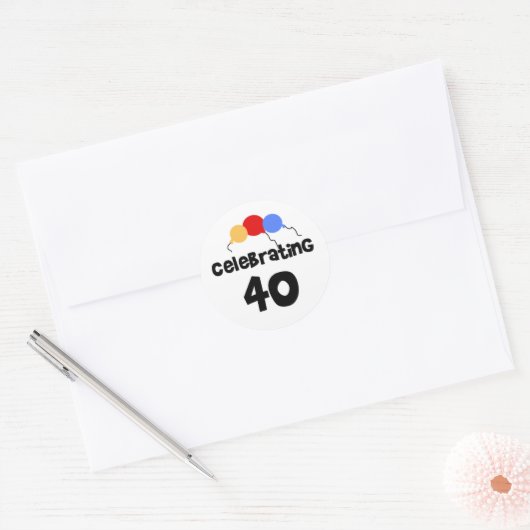 Viering 40 ronde sticker (Envelop)