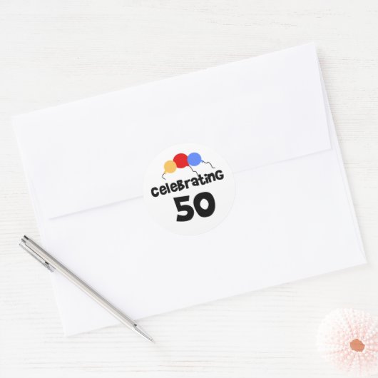Viering 50 ronde sticker (Envelop)