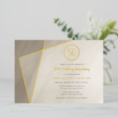 viering 50e verjaardag antiek grijs goudfoi folie uitnodiging (Staand Voorkant)