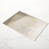 viering 50e verjaardag antiek grijs goudfoi folie uitnodiging (Gedraaid)