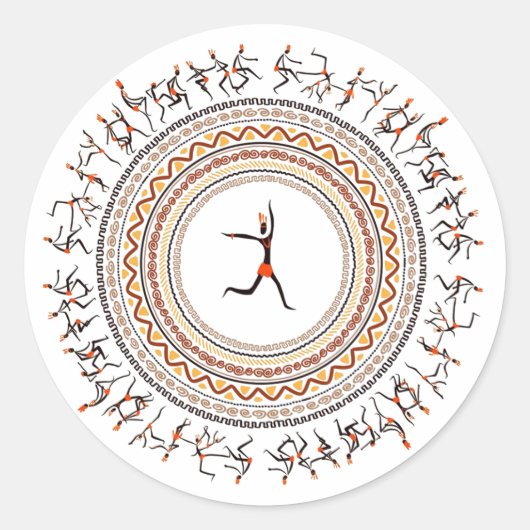 Viering/Afrikaans volksdans motief ontwerp Ronde Sticker (Voorkant)