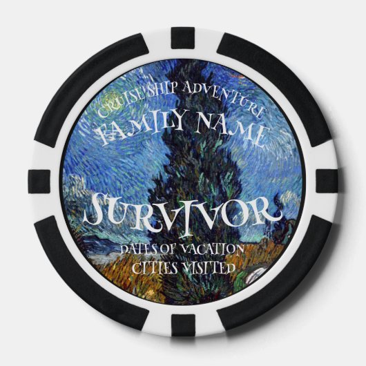 Viering Afstudeerklas Pensioen 2024 Cruiseschip Poker Chips (Voorkant)