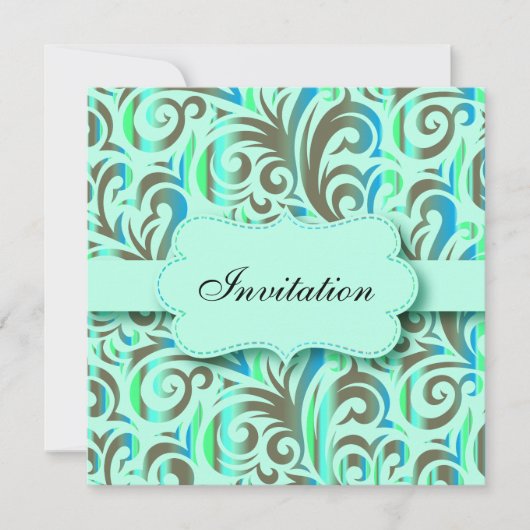 Viering Blauwe & Groene Patroonpartij | DIY-tekst Kaart (Voorkant)