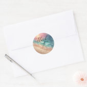 Viering Branding Roze Strand Ocean Dank u Ronde Sticker (Envelop)